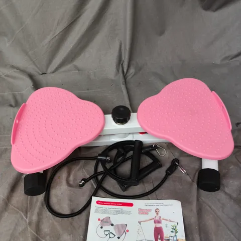 PINK WAIST-TWISTING EXERCISE MACHINE WITH DUAL FOOT PEDALS