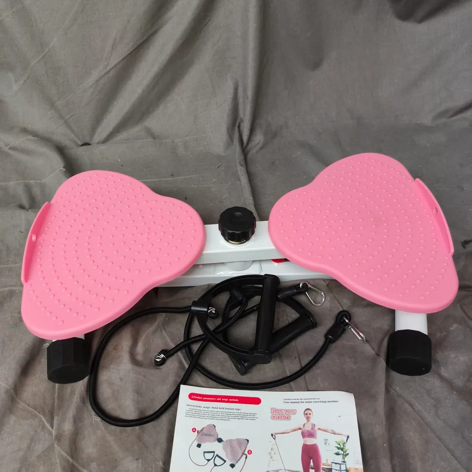 PINK WAIST-TWISTING EXERCISE MACHINE WITH DUAL FOOT PEDALS
