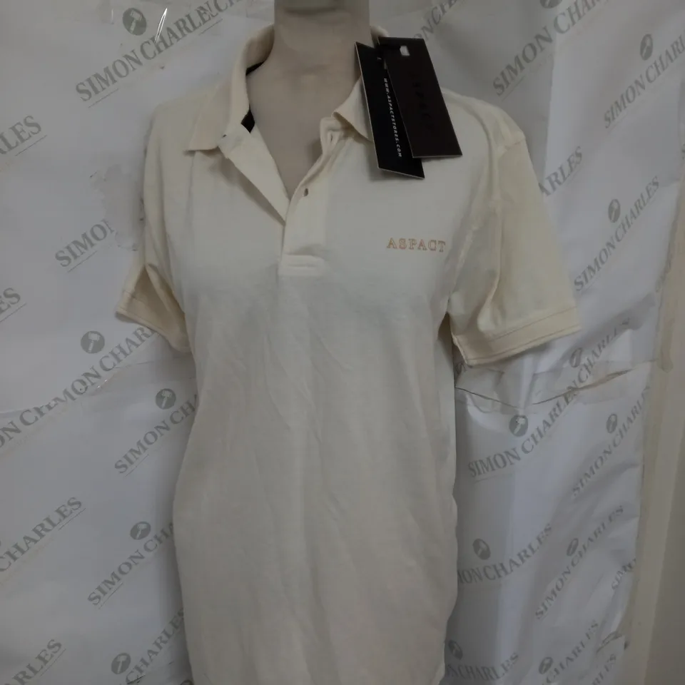 ASPACT PRINTED POLO SHIRT IN CREAM SIZE M
