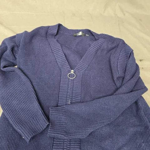 BRENDA EDWARDS ZIP UP CARDIGAN IN NAVY - M