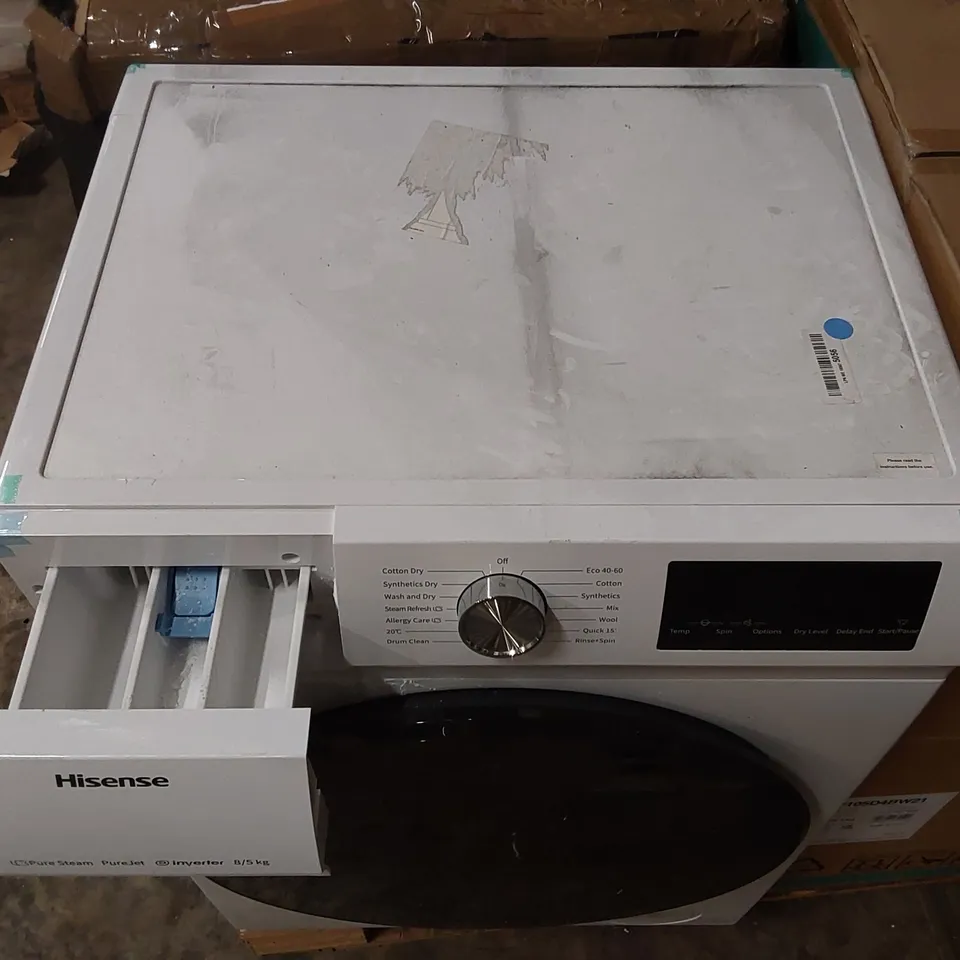 HISENSE 3 SERIES WDQA8014EVJM 8KG WASH, 5KG DRY, 1400 SPIN WASHER DRYER - WHITE