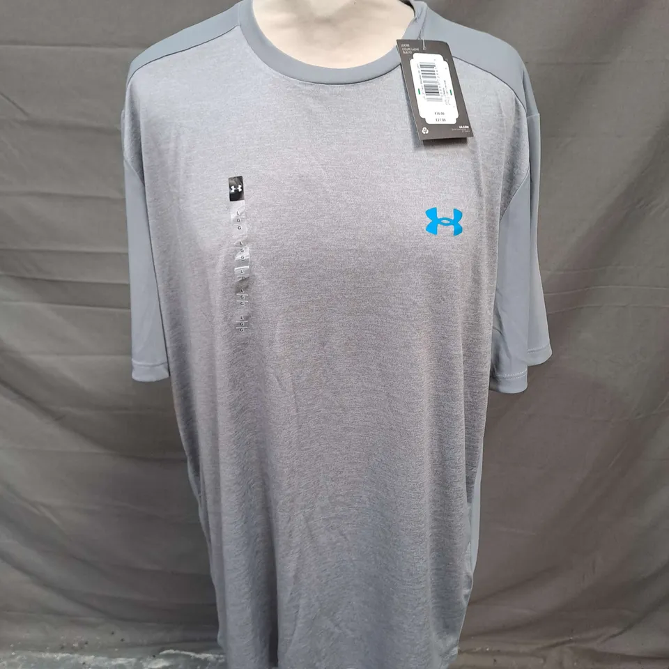 UNDER ARMOUR BLOCKED TECH SHIRT IN GREY SIZE L
