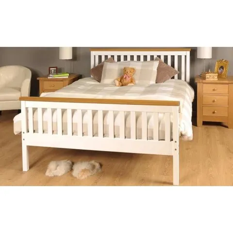 BOXED SHANE BED FRAME - 4'6" DOUBLE, WHITE/CARAMEL (1 BOX)