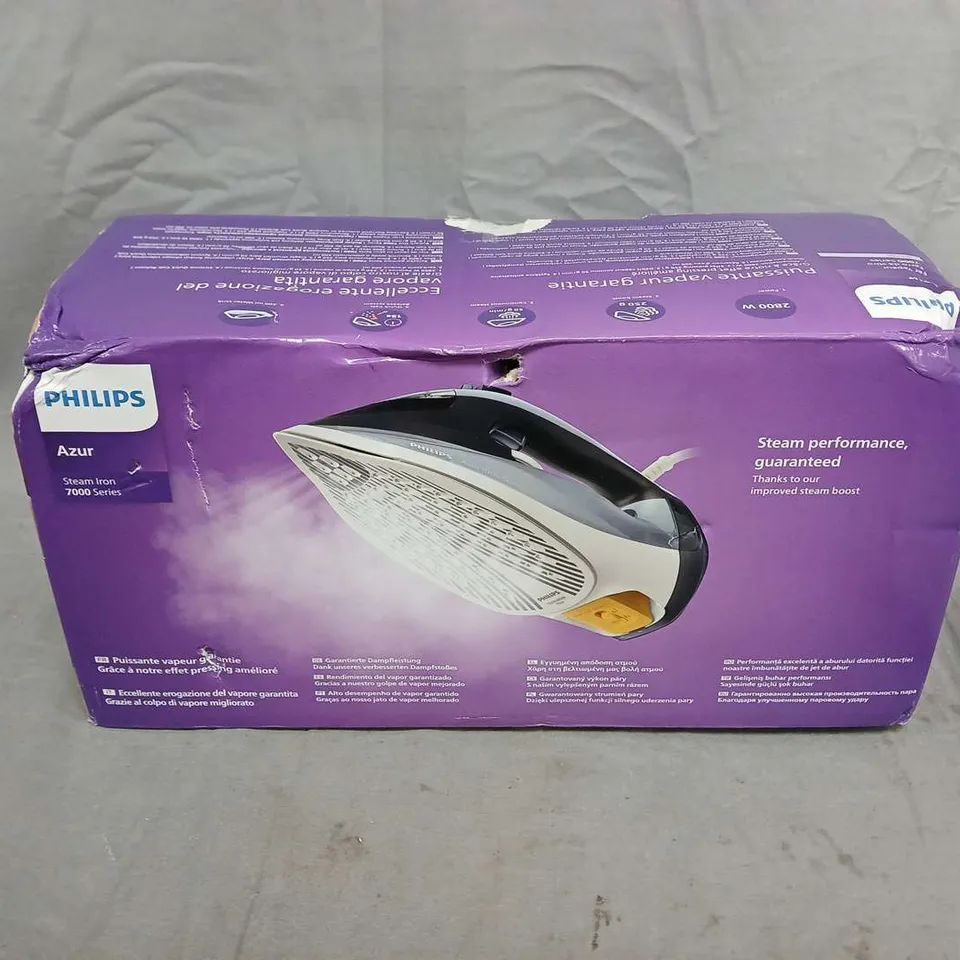 PHILIPS AZUR STEAM IRON 7000 SERIES – BLUE (BOXED)
