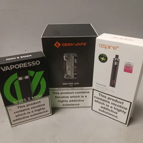 APPROXIMATELY 20 VAPES & E-CIGARETTES TO INCLUDE VAPORESSO XROS 3 MINI, GEEKVAPE S100, ASPIRE POCKEX, ETC