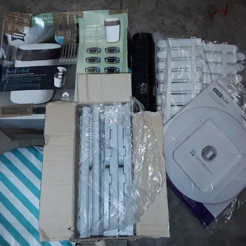 PALLET OF ASSORTED HOUSEHOLD ITEMS TO INCLUDE NAPPY DISPOSAL SYSTEM, DOORMAT, LAWN EDGING AND TRUNKI LUGGAGE CASE