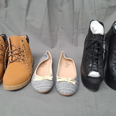 BOX OF APPROXIMATELY 10 ASSORTED PAIRS OF SHOES IN VARIOUS COLOURS, STYLES, AND SIZES