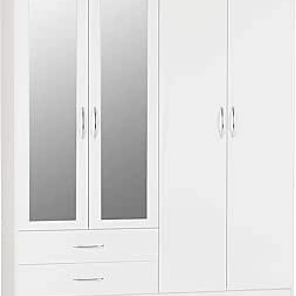BOXED SECONIQUE NEVADA 4 DOOR 2 DRAWER WARDROBE - WHITE GLOSS (3 BOXES)
