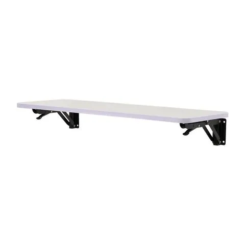 LIVING AND HOME WHITE WALL MOUNTED FOLDING TABLE WITH IRON BRACKETS 52 X 24CM