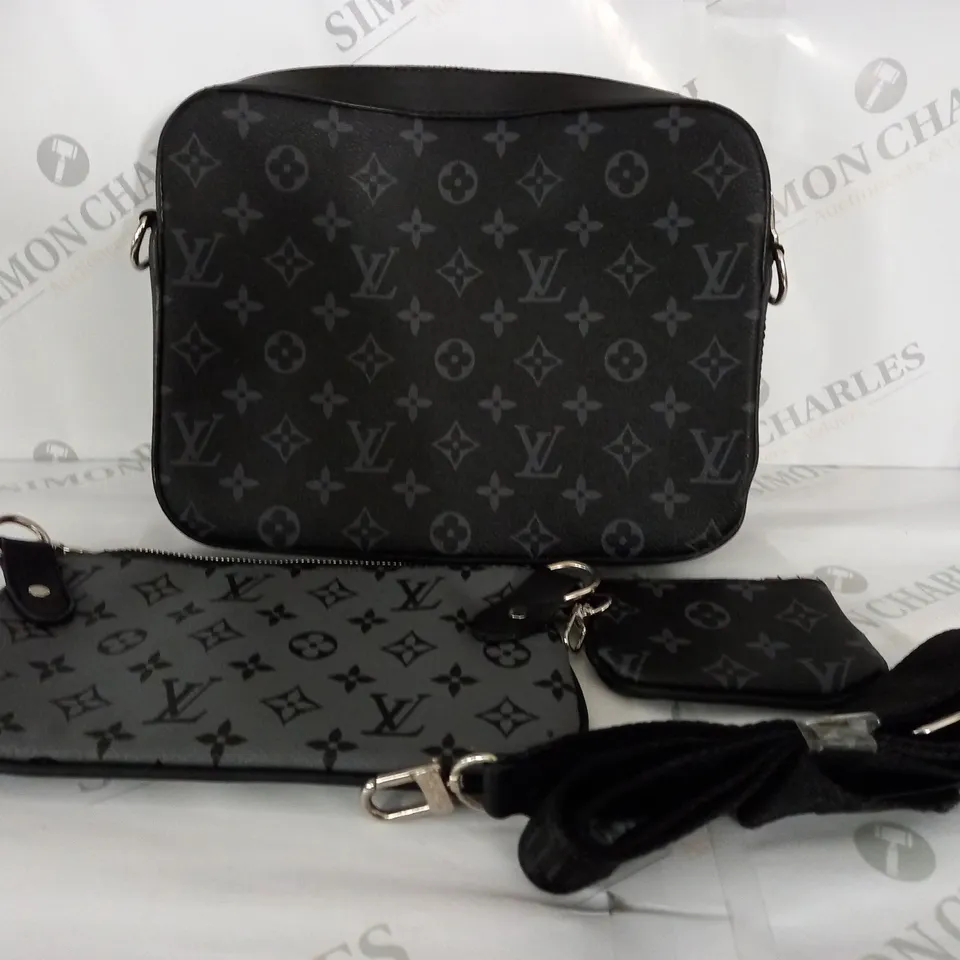 LOUIS VUITTON 3 PIECE BAG AND PURSE SET IN DARK GREY/BLACK