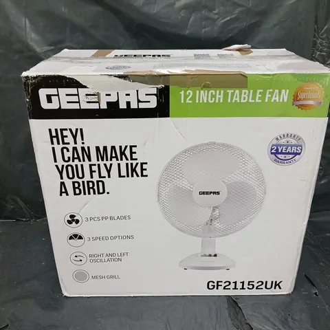 BOXED GEEPAS 12" TABLE FAN 