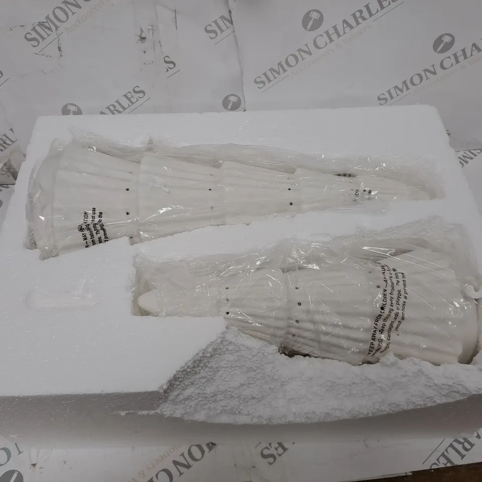 BOXED K BY KELLY HOPPEN SET OF 2 LARGE CERAMIC LIGHT UP ORNAMENTS