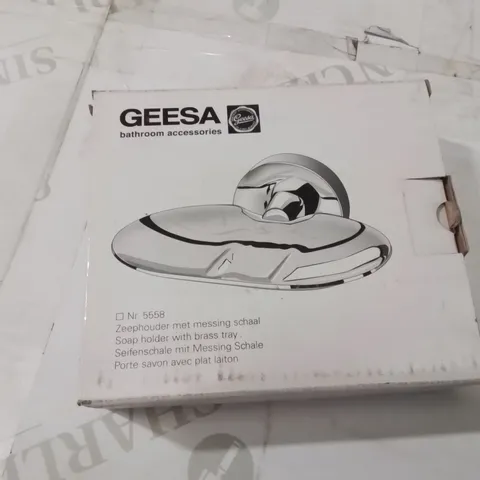 BOXED GREESA SOAP HOLDER WITH BRASS TRAY