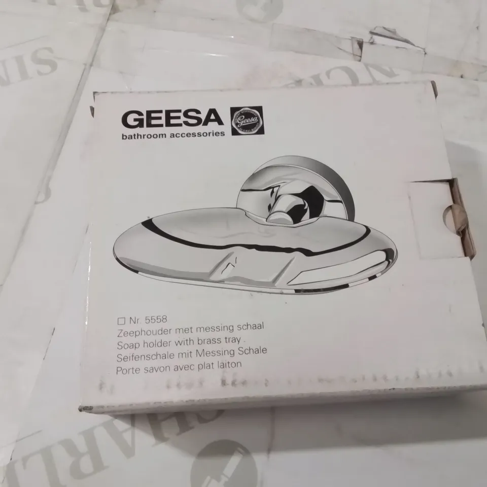 BOXED GREESA SOAP HOLDER WITH BRASS TRAY
