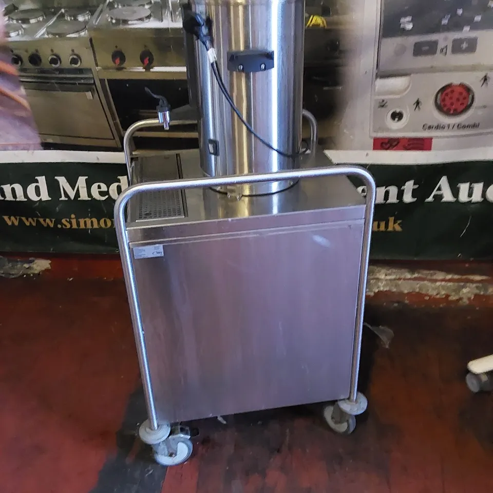 COMMERCIAL STAINLESS STEEL CATERING TROLLEY WITH HOT WATER BOILER / TEA DISPENSER 
