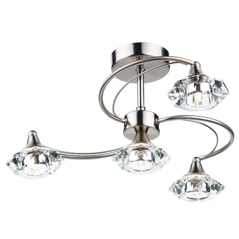 BOXED DAR LIGHTING LUTHER 4 LIGHT SEMI FLUSH SATIN CHROME CRYSTAL