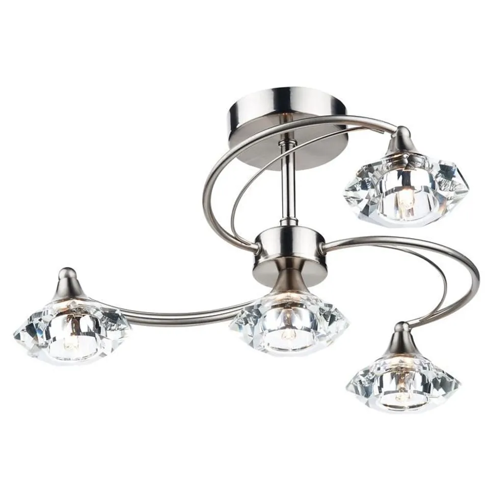 BOXED DAR LIGHTING LUTHER 4 LIGHT SEMI FLUSH SATIN CHROME CRYSTAL