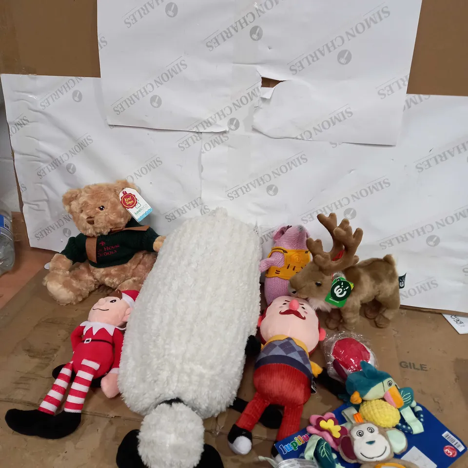 BOX OF ASSORTED STUFFED TOYS TO INCLUDE BUDDY THE ELF, LUPILU AND CLANGERS