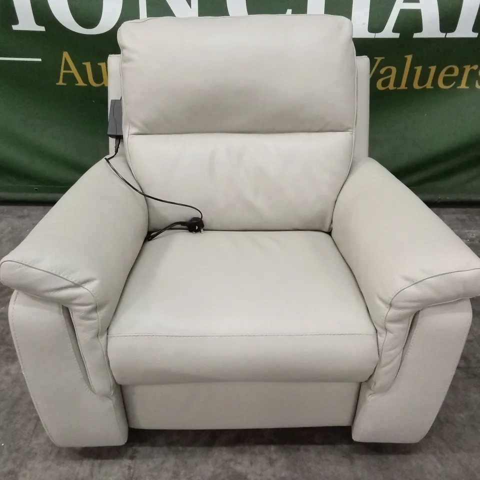QUALITY DESIGNER ITALIAN MADE ELECTRIC RECLINER LEATHER ARMCHAIR - SAND