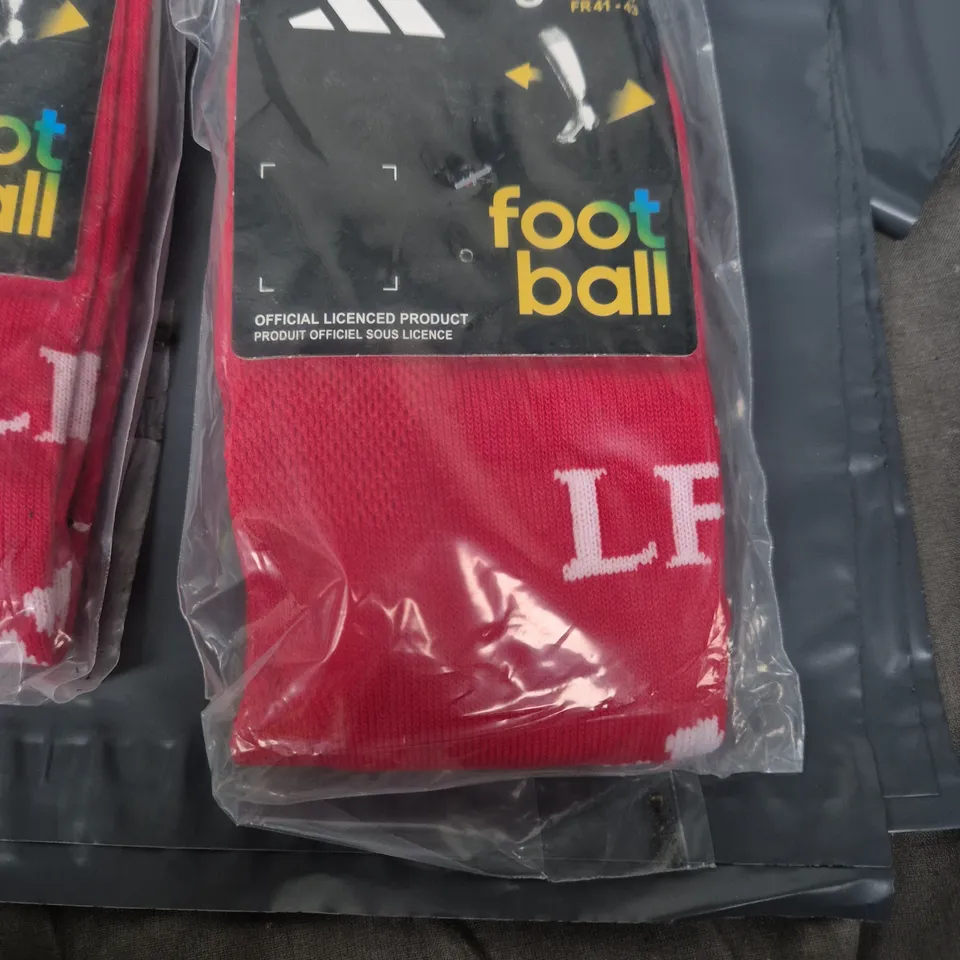 2 PAIRS LIVERPOOL ADIDAS FOOTBALL SOCKS – 2 PAIRS, UK 6-8 (EU 40-42), OFFICIAL LICENSED