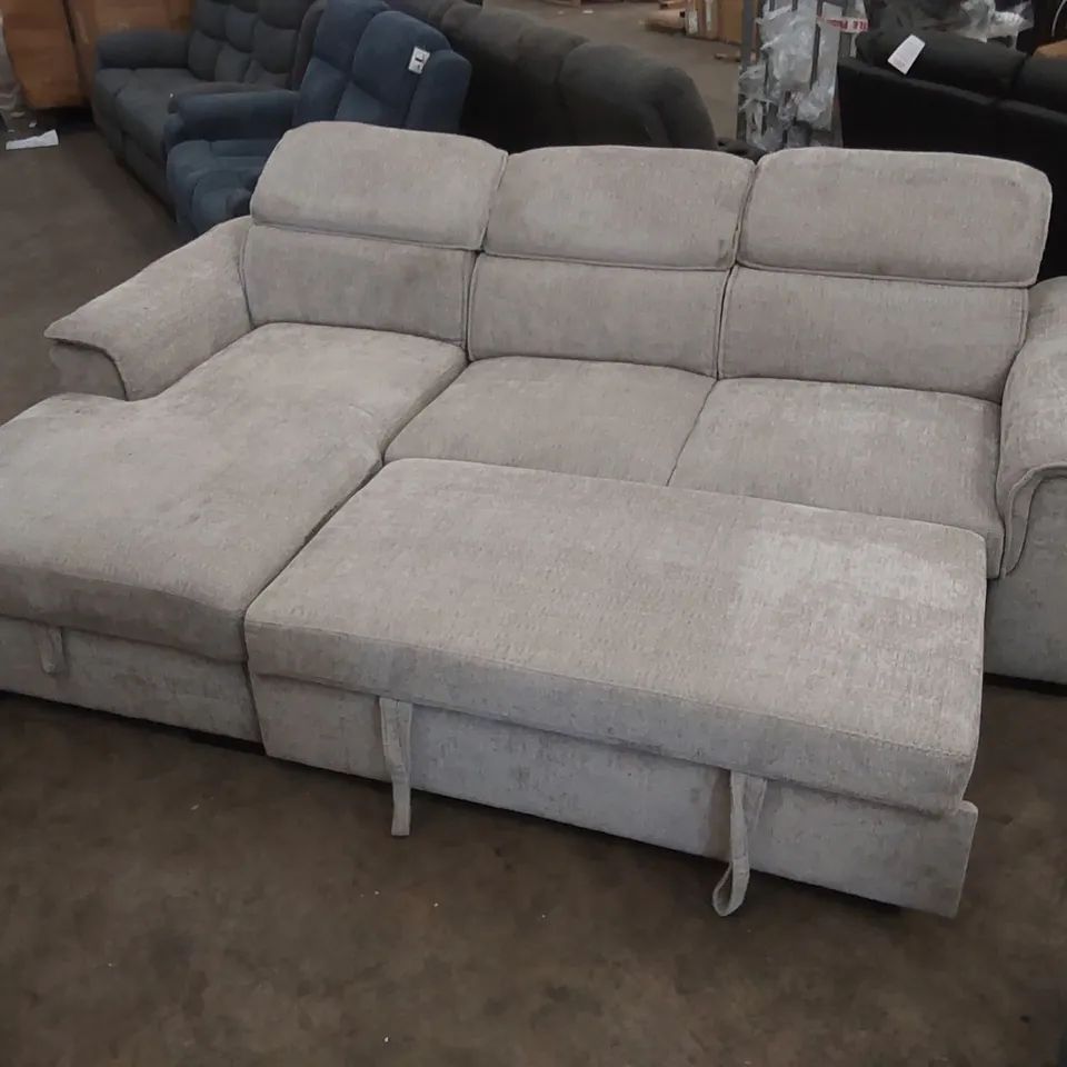 QUALITY DESIGNER FABRIC UPHOLSTERED CORNER SOFA BED WITH STORAGE