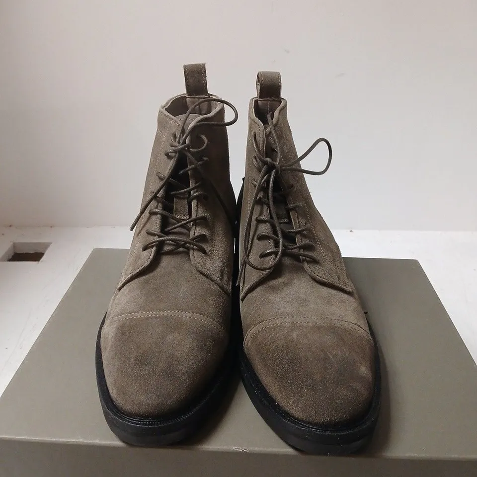 BOXED PAIR OF ALL SAINTS DRAGO SUEDE BOOTS - UK SIZE 10