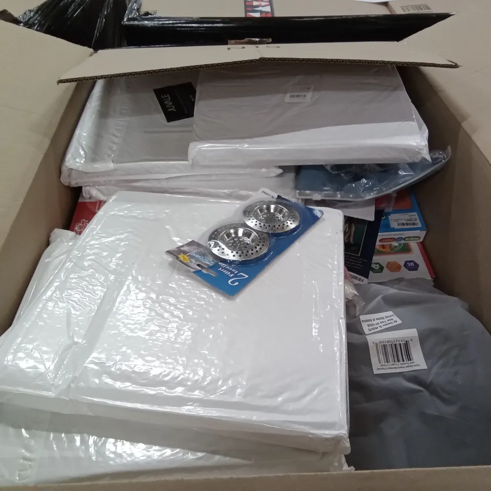 PALLET OF ASSORTED ITEMS INCLUDING VAHDAM INDIAN TEAS, 2PK STRAINER PLUGS, JUVALE 4PK CORK TILE BOARDS, TACOBEAR CALENDAR CLOCK, TOYSSA BABY RATTLE TEETHING TOYS SET 