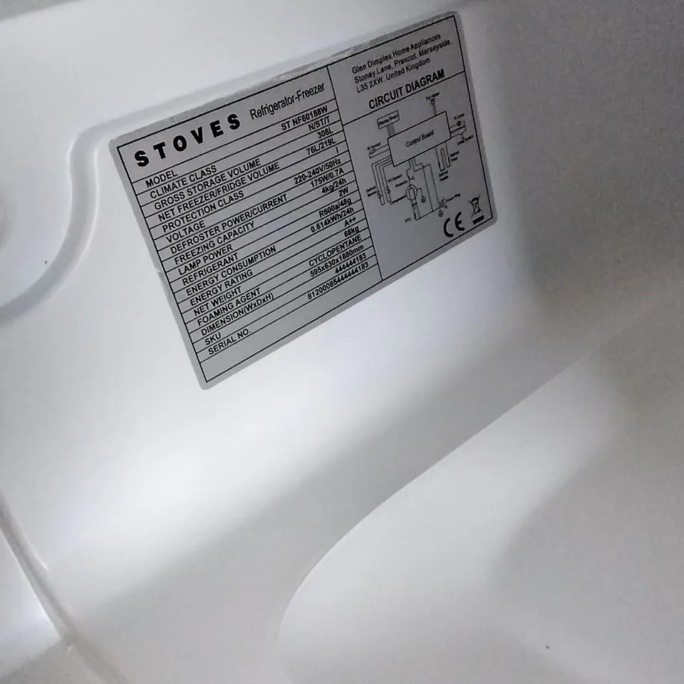 STOVES ST NF60188W FRIDGE FREEZER