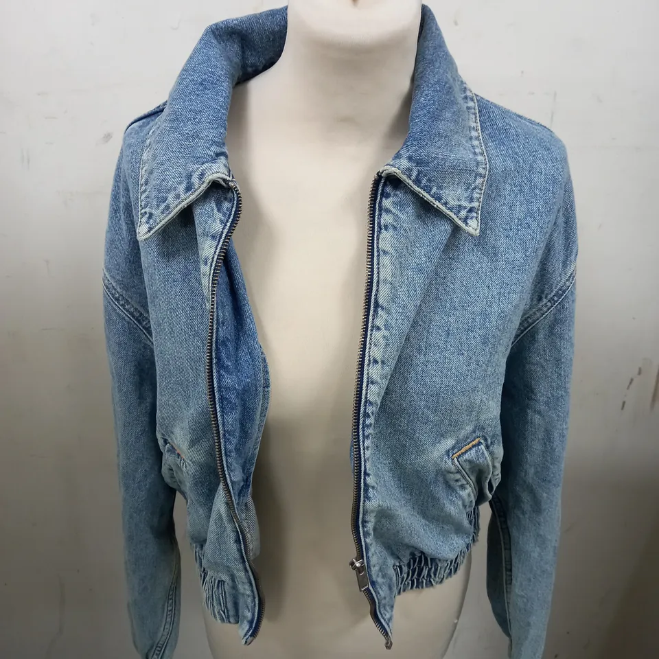 MANGO WOMENS DENIM ZIP UP JACKET - S