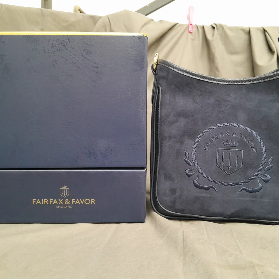 BOXED FAIRFAX & FAVOR RICHMOND MESSENGER BAG IN NAVY SUEDE