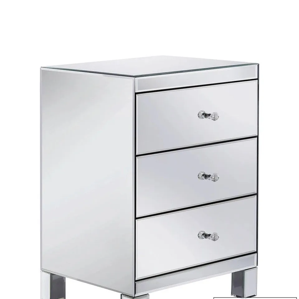 PARISIAN READY ASSEMBLED MIRRORED TALL CHEST OF 3 DRAWERS (1 BOX) - COLLECTION ONLY