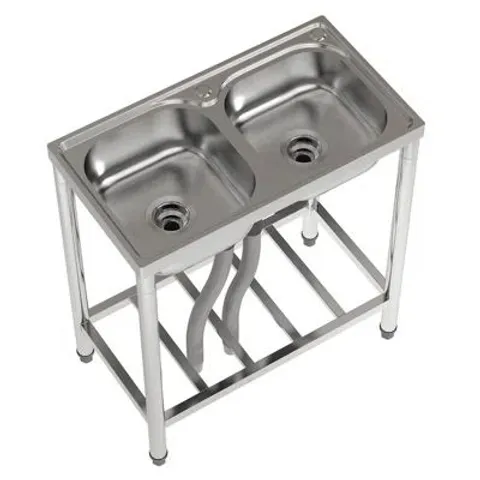 BOXED BAICANERA 100MM W DOUBLE BOWL STAINLESS STEEL FREESTANDING KITCHEN SINK