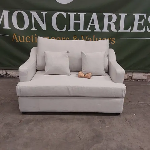 QUALITY DESIGNER LIGHT GREY FABRIC 2 SEATER SOFA