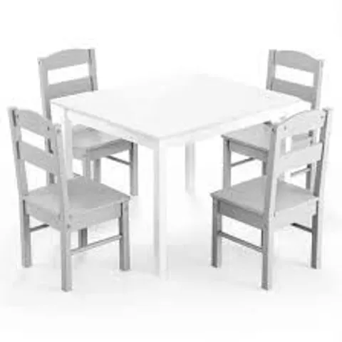 BOXED COSTWAY KIDS TABLE AND 4 CHAIRS SET FOR TODDLERS DINING, DRAWING, READING - GREY