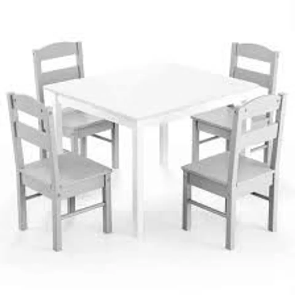 BOXED COSTWAY KIDS TABLE AND 4 CHAIRS SET FOR TODDLERS DINING, DRAWING, READING - GREY