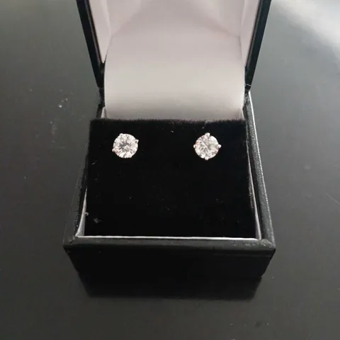 PLATINUM STUD EARRINGS SET WITH LAB GROWN DIAMONDS WEIGHING +1.20CT