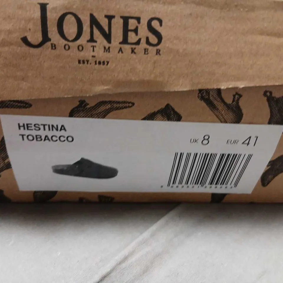 JONES BOOTMAKER WOMEN'S HESTINA TOBACCO SUEDE BUCKLE MULE – UK 8