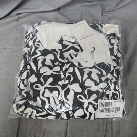 BAGGED PHASE EIGHT BONNI BOW DRESS IN BLACK/IVORY - SIZE 10