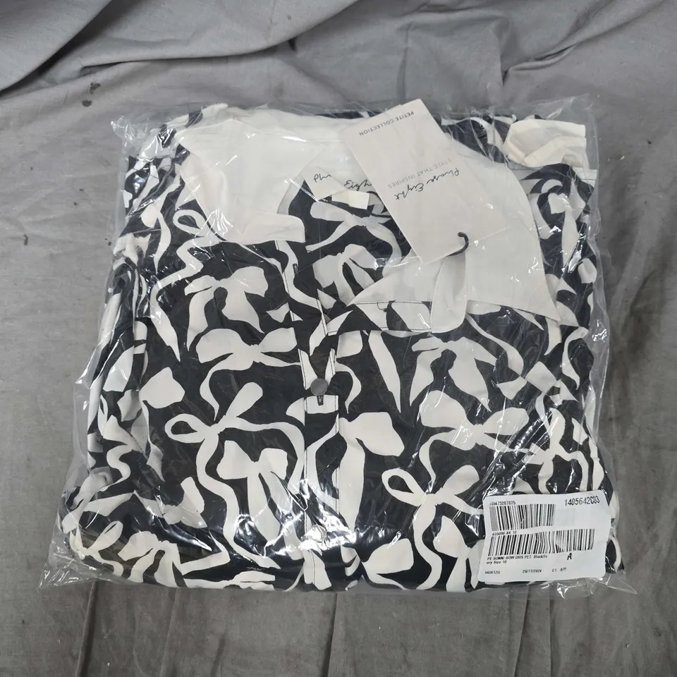 BAGGED PHASE EIGHT BONNI BOW DRESS IN BLACK/IVORY - SIZE 10