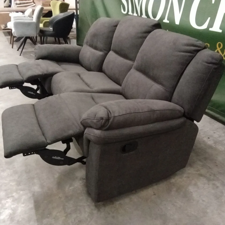 ALBION FABRIC 3 SEATER HIGH BACK MANUAL RECLINER SOFA - CHARCOAL RRP £749
