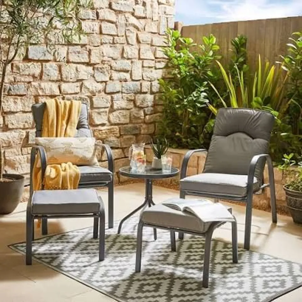 BOXED MONACO 2-SEATER RECLINING SET WITH FOOTSTOOLS