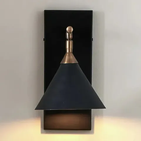 BOXED PACIFIC ZETA MATT BLACK AND ANTIQUE BRASS WALL LIGHT