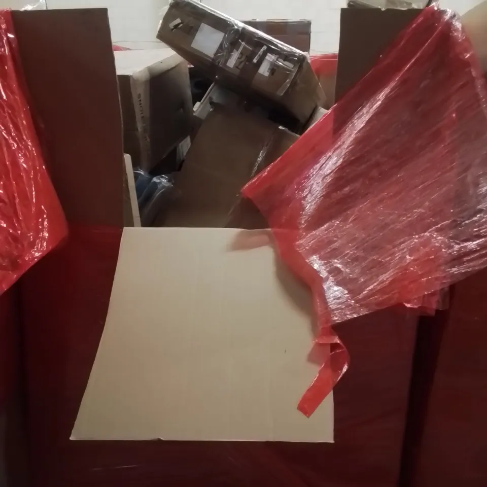 PALLET CONTAINING VARIOUS ASSORTED ITEMS TO INCLUDE:HIGH PRESSURE WASHER, SHOE STORAGE BOXES, RETRACTABLE SAFETY GATE AND OTHER ASSORTED ITEMS...