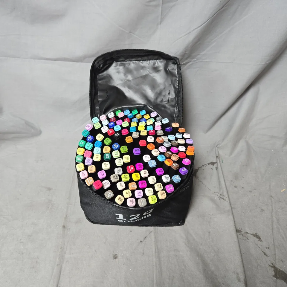 SET OF ASSORTED COLOUR MARKERS IN BLACK ZIP CASE