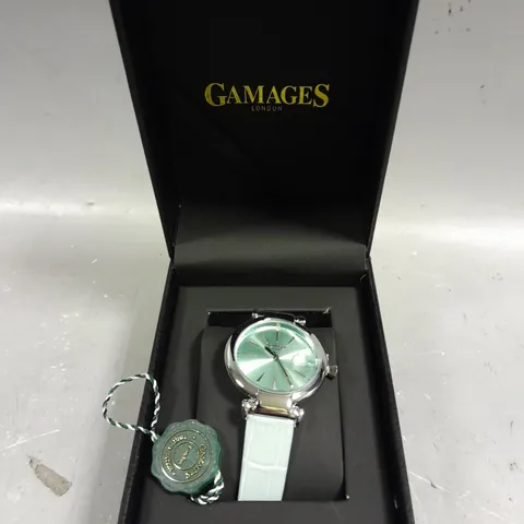 GAMAGES LONDON LADIES STARLIGHT DIAMOND STEEL BLUE DIAL WATCH