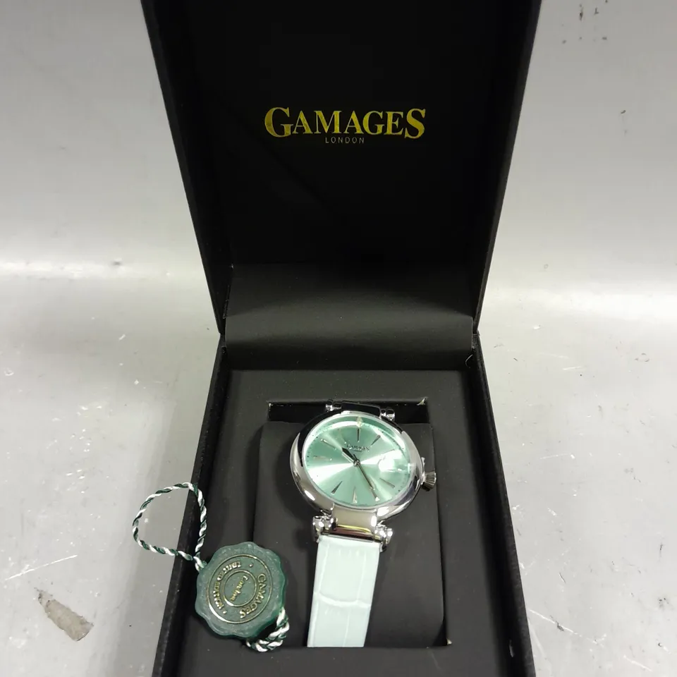 GAMAGES LONDON LADIES STARLIGHT DIAMOND STEEL BLUE DIAL WATCH 