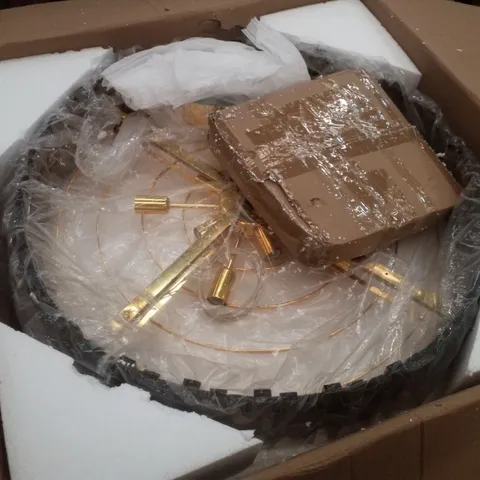 BOXED WDW CLEAR AND GOLD POSTMODERN PENDANT CHANDELIER CEILING LIGHT GENUINE K9 CRYSTAL METAL BODY