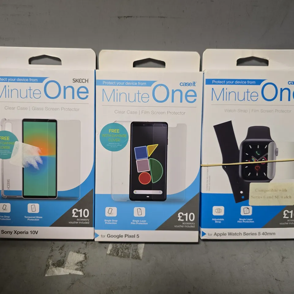 BOX OF APPROXIMATELY 50 ASSORTED MINUTE ONE MOBILE PHONE ACCESSORIES & WATCH ACCESSORIES INCLUDE - APPLE WATCH SERIES 5 40MM , GOOGLE PIXEL 5 , SONY XPERIA 10V ETC