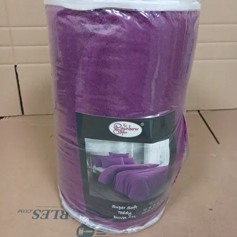 SUPERSOFT TEDDY DUVET SET IN PURPLE 