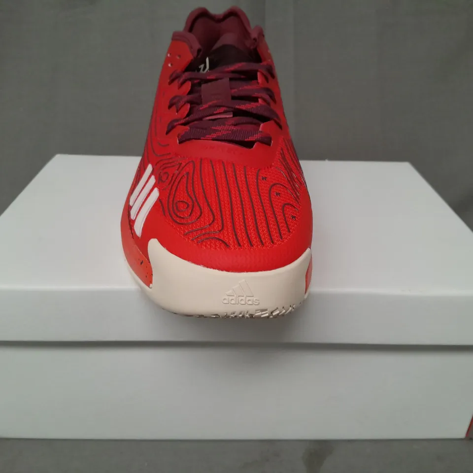 BOXED PAIR OF ADIDAS D.O.N. ISSUE 4 MITCHELL SHOES IN RED UK SIZE 8